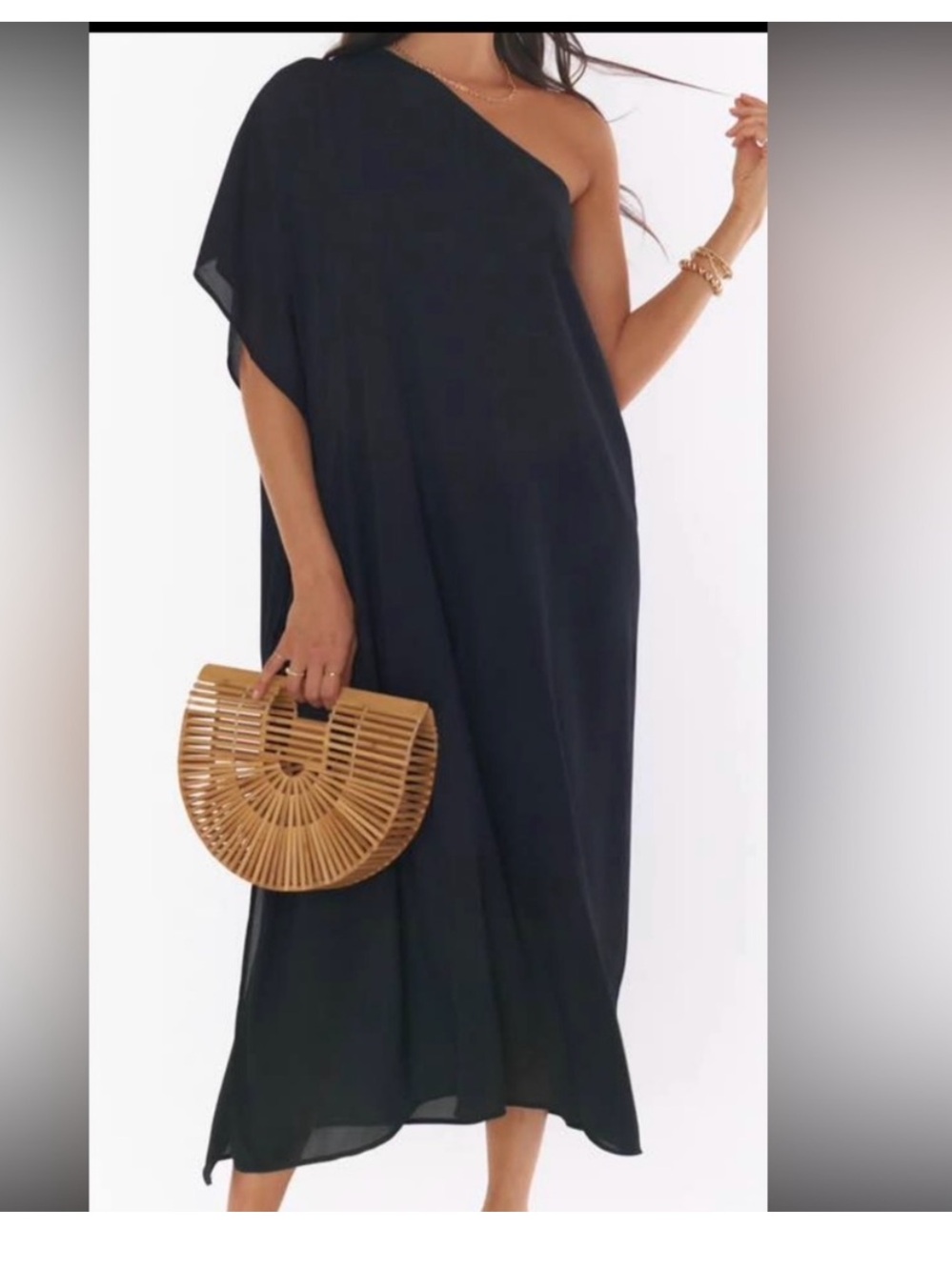 Show me your mumu One-Shoulder Black Maxi Dress flowy size xs